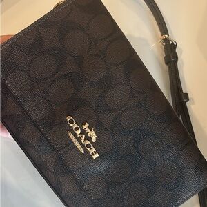 Coach Signature Black and Brown Crossbody Bag